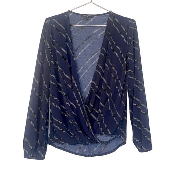 Banana Republic Factory Navy V-Neck Chain Blouse - XS - Picture 1 of 7